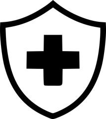 Immune system icon. Medical cross in the shield. Vector isolated.
