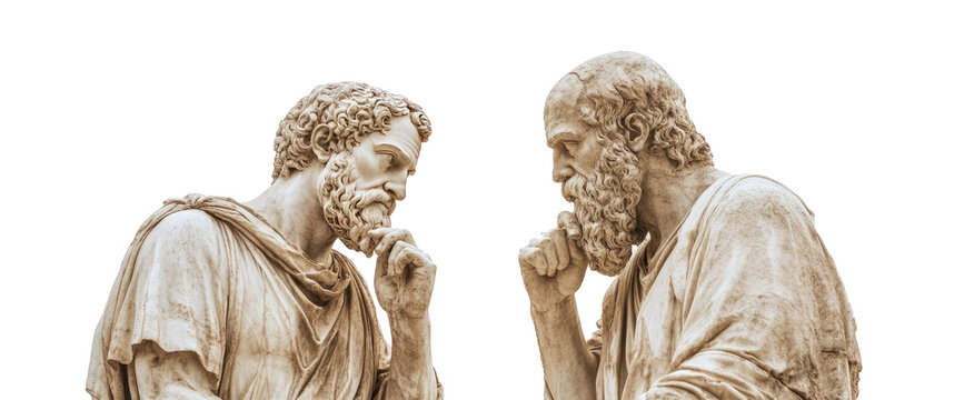marble statue philosophers isolated on transparent background