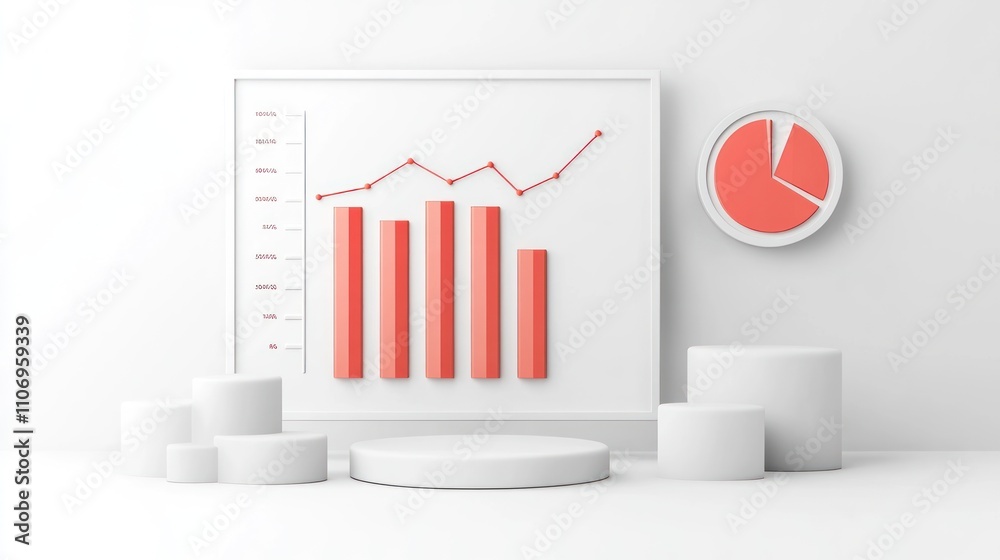 Aufkleber A minimalist graphic display featuring a bar chart and pie chart for data presentation.