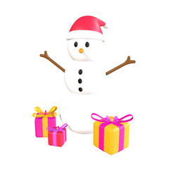 Gift Snowman 3D Ilustration