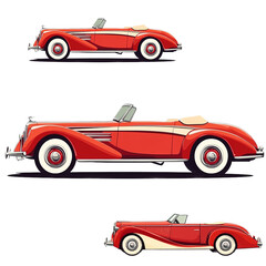 Vintage car cartoon vector illustration isolated on transparent background