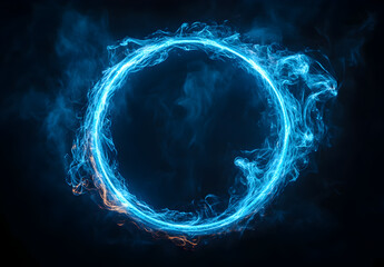 A circular ring of blue fire with an aura around it, creating the appearance of floating in space.