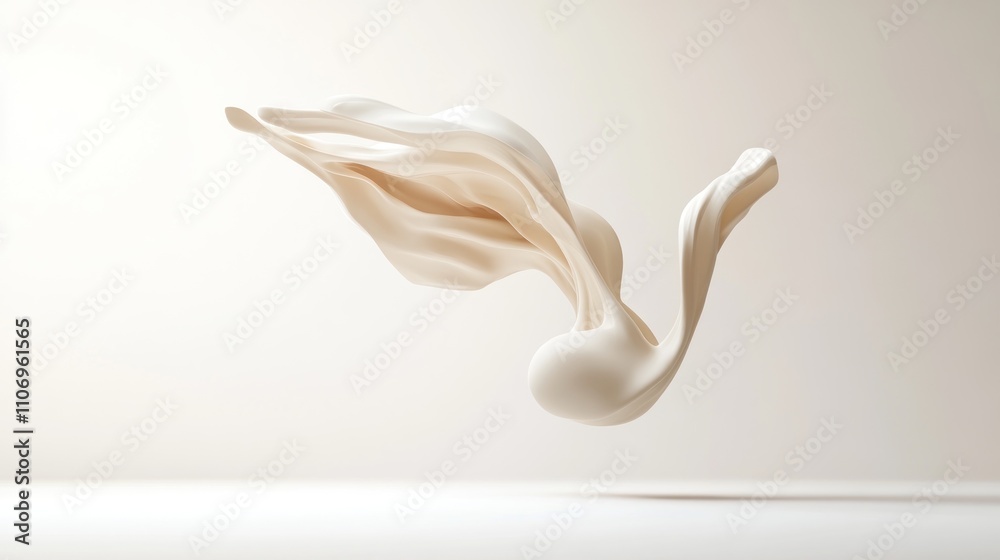 Poster Abstract sculpture resembling fluid forms in a minimalist setting.