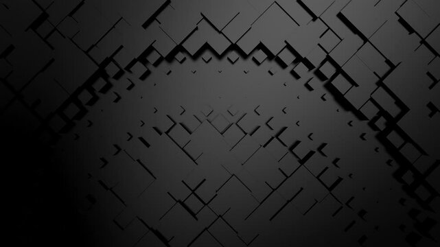 Cubes Form a Wave. Abstract motion, two color, 3d rendering, 4k resolution
