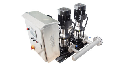 water pumping system vertical pump two pumps white background separator