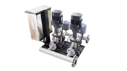 water pumping system vertical pump two pumps white background separator