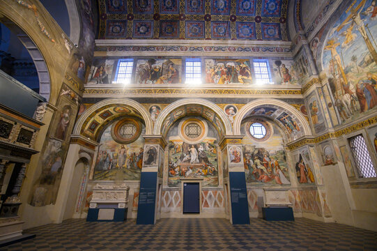 Brescia, Italy - 18.10.2024: Santa Giulia Museum, a Unesco World Heritage site. Interior of the The Basilica of San Salvatore and The Choir of the Nuns