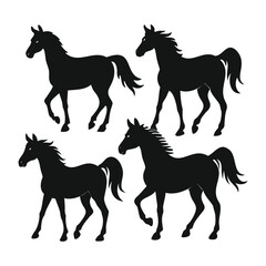 4 Horse Silhouette Set Vector Illustration Design for Creative Projects