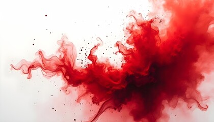 Using rotating, vibrant red and black pigments or ink on a white background, creating a sense of movement and intensity,