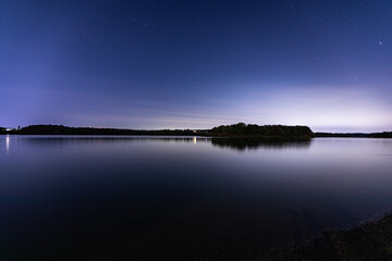 night, lake, and reflection
