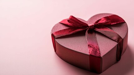 Heart shaped gift box with a red ribbon bow