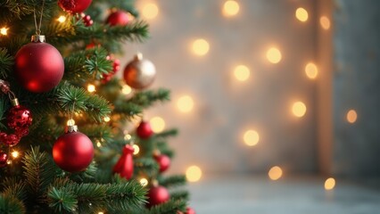 Festive Christmas Tree With Ornaments and Warm Lights for the Holiday Season