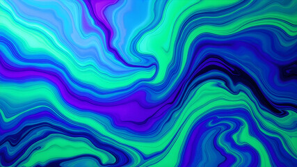 Fototapeta premium Aurora Ink Swirl Dynamic green and purple inks flowing together in a northern lights-inspired abstract design background. Generative AI