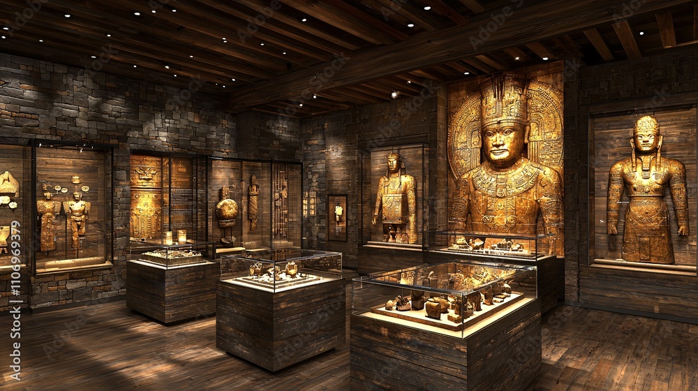Poster an interactive museum exhibit using ar to bring historical artifacts to life for visitors stock phot