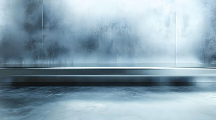 Steel Platform Against Brushed Metal Wall, Industrial Background Image