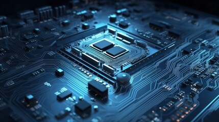 Fototapeta premium Close-up of a Computer Motherboard with CPU