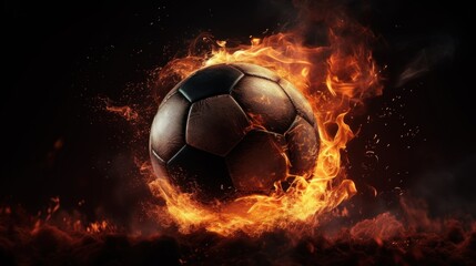 Fototapeta premium Fiery Soccer Ball: A Burning Passion for the Game