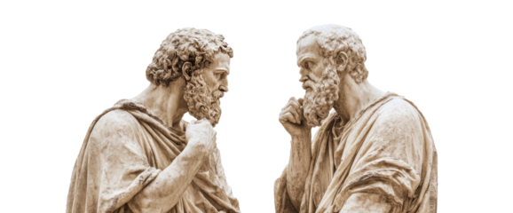 marble statue philosophers isolated on transparent background