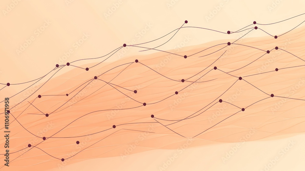 Aufkleber Abstract illustration of data trends with curves and points on a soft background.