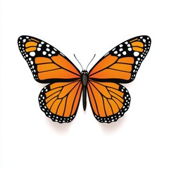 Detailed Illustration of a Monarch Butterfly with Striking Orange Wings and Intricate Black and White Patterns, Perfect for Nature-Themed Projects and Designs