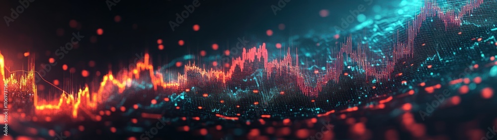 Leinwandbilder Abstract visualization of data with vibrant colors and wave patterns.