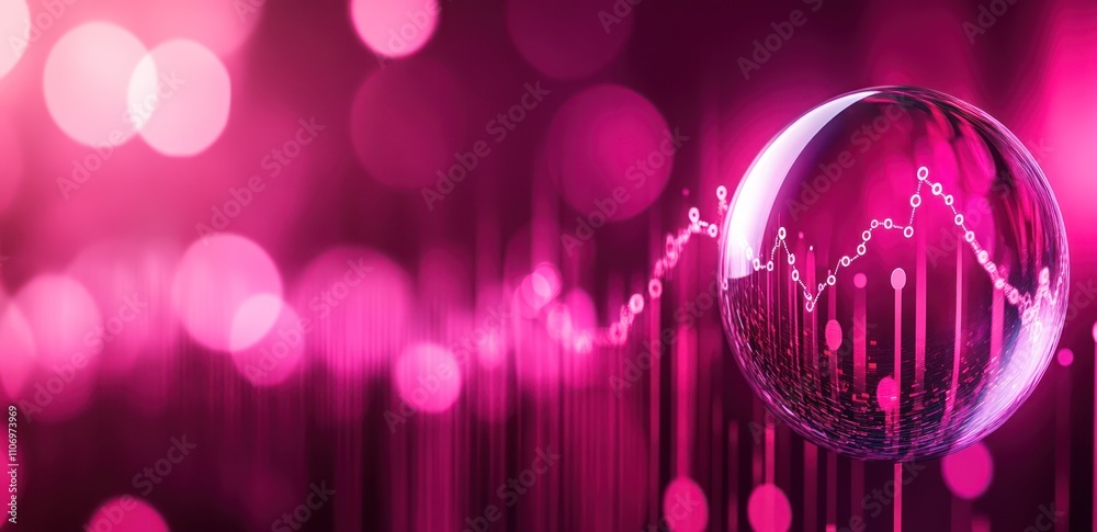 Poster a digital representation of data trends within a vibrant, abstract pink background.