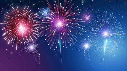 Fototapeta premium Colorful Fireworks Display in Night Sky