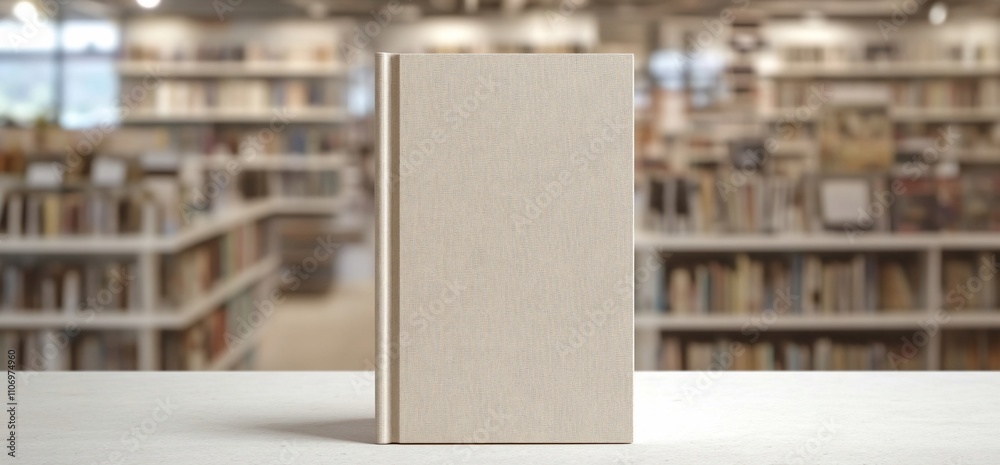 Poster A blank book displayed in a library setting.