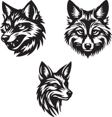 Jackal Silhouette Vector Set - Tribal Animal Head Designs