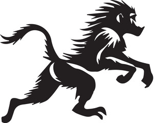 Running Baboon Silhouette - Dynamic Wildlife Vector Illustration