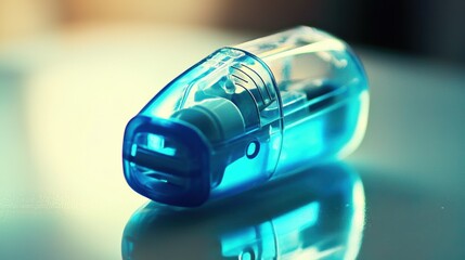 Inhaler use for asthma relief home environment health awareness close-up view wellness tips