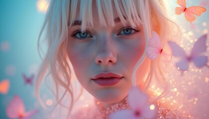 A colorful portrait of a face, full of vibrant and rotating energy emitting elements