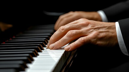 Obraz premium Hands playing a piano keyboard musical instrument