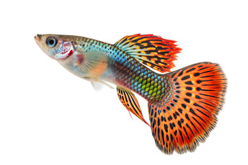 Fototapeta premium Fancy Guppy fish isolated on white background (Poecilia reticulata)