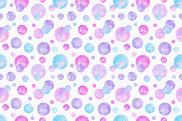 水彩画の可愛い水玉模様のシームレスパターン背景