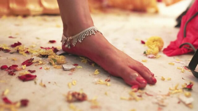 Bengali Bride Haldi Ritual khuri bhanga