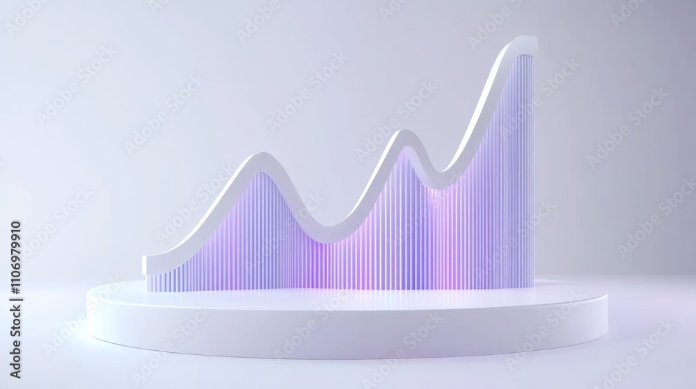 Aufkleber a stylized graph representing growth with soft lighting and modern design.