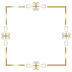 Classic Gold Square Text Frame or Border Isolated on White