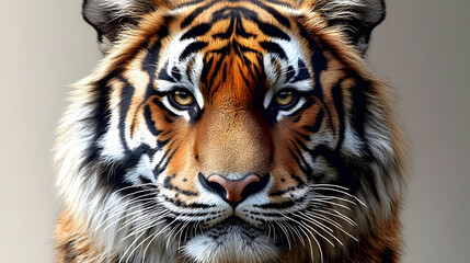 Obraz premium Majestic Tiger: Wild Cat Portrait, Intense Gaze, Powerful Stripes, Stunning Beauty, Feline Majesty, Nature's Apex Predator, Orange Fur, Wildlife Photography