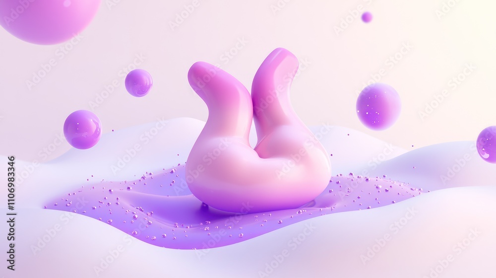 Aufkleber a stylized, abstract representation of playful shapes in a colorful, fluid environment.