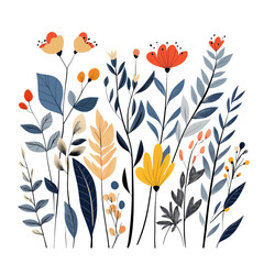 Minimalist Botanical Flower and Leaves Illustration Collection
