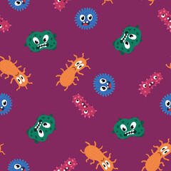 Obraz premium Seamless pattern with bacteria. Design for fabric, textile, wallpaper, packaging 