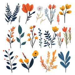 Decorative Grass and Botanical Leaves Collection
