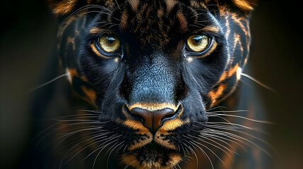 Obraz premium Majestic Black Panther: Wild Cat's Intense Gaze, Stunning Fur, Powerful Presence in Nature