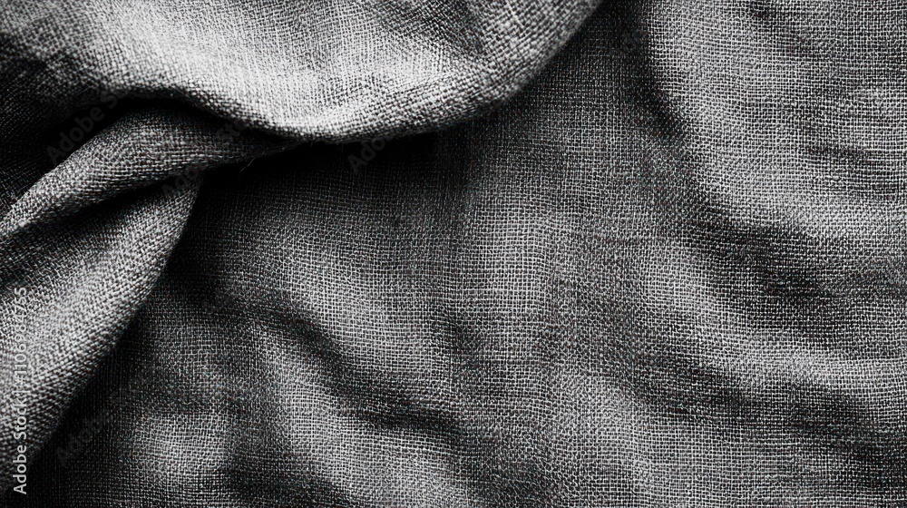 Poster a close-up of textured gray fabric, showcasing its weave and softness.