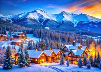 Fototapeta premium Breckenridge Ski Lodge: Colorado Winter Wonderland Skiing & Snowboarding Adventure