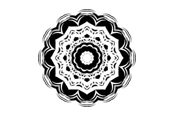 Monochromatic Mandala Art Featuring Radiating Shapes and Symmetry
