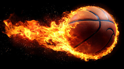 Fototapeta premium Fiery Basketball: Intense Game, Burning Passion, Thrilling Victory!