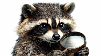 Curious Raccoon Investigates with Magnifying Glass