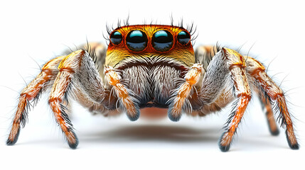 Fototapeta premium Jumping Spider: Close-Up View of Eight Legs and Eyes, Amazing Arachnid Detail